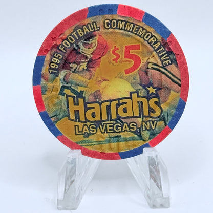 Harrah's Las Vegas Nevada 1995 'Football' LE $5 Casino Chip N4726