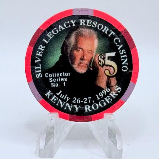 Silver Legacy Reno Nevada 1996 '1st Anniversary- Kenny Rogers - Collector Series #1' LE $5 Casino Chip N9095