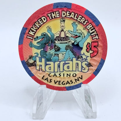 Harrah's Las Vegas Nevada 1996 'I Kicked the Dealer's Butt' LE $5 Casino Chip N4727