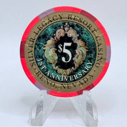 Silver Legacy Reno Nevada 1996 '1st Anniversary- Kenny Rogers - Collector Series #1' LE $5 Casino Chip N9095