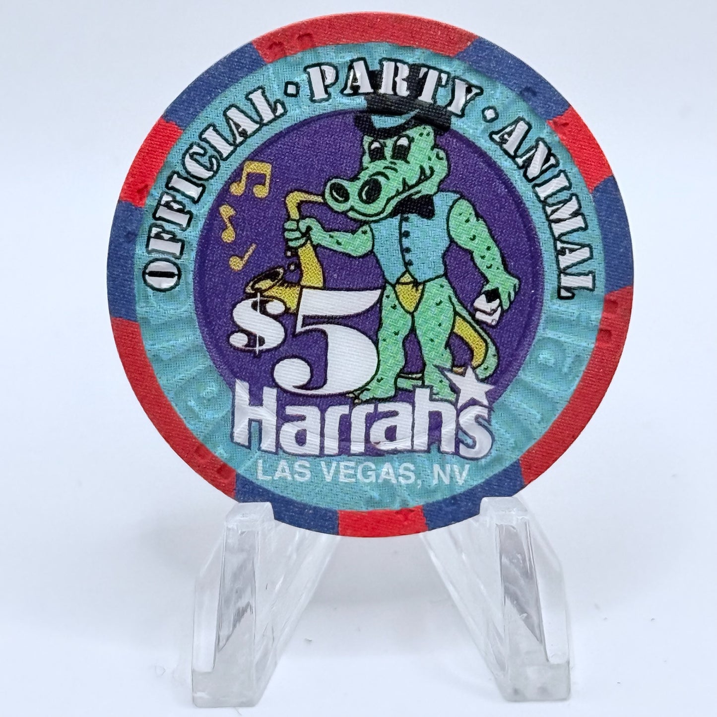 Harrah's Las Vegas Nevada 1995 'Official Party Animal' LE $5 Casino Chip N4636