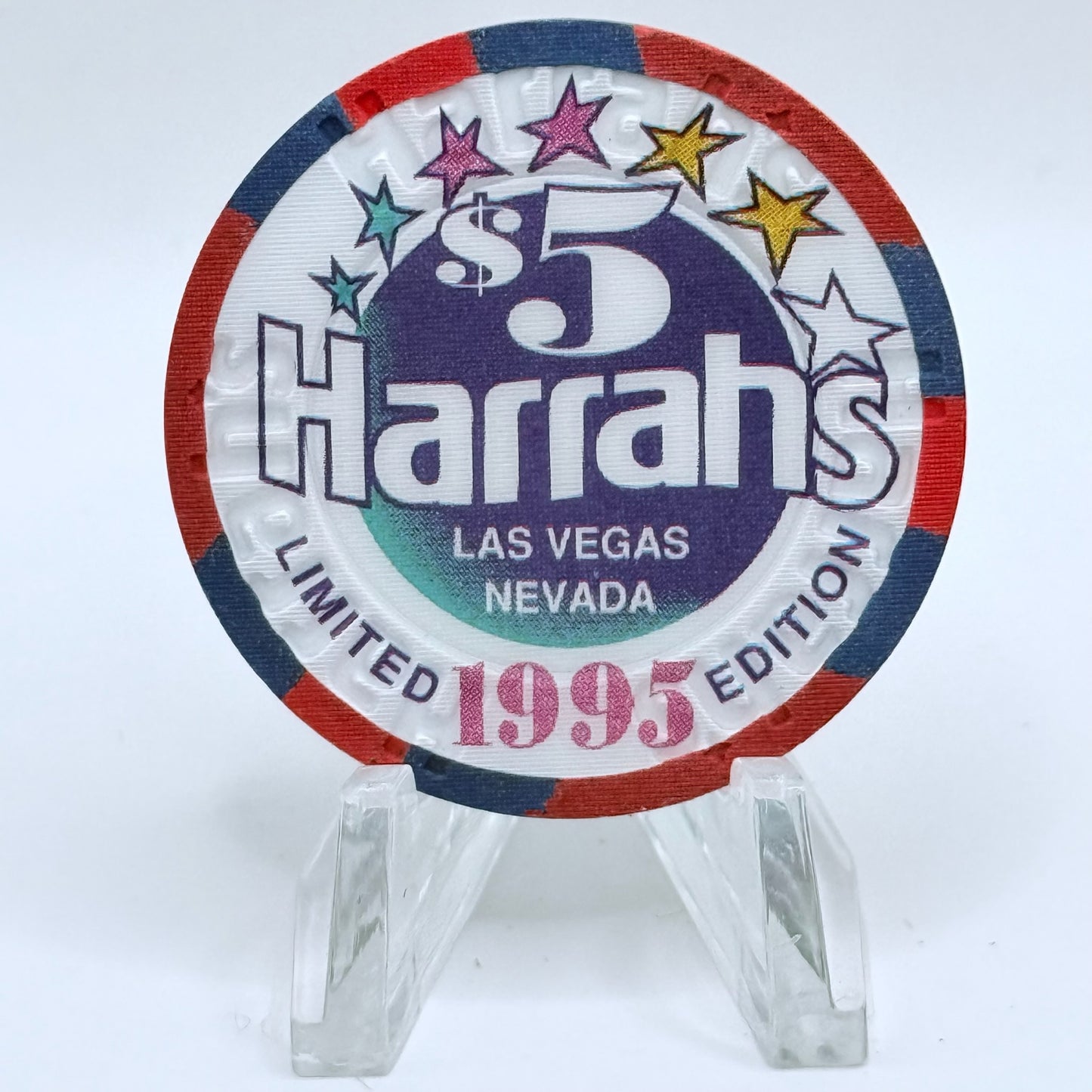 Harrah's Las Vegas Nevada 1995 'Official Party Animal' LE $5 Casino Chip N4636
