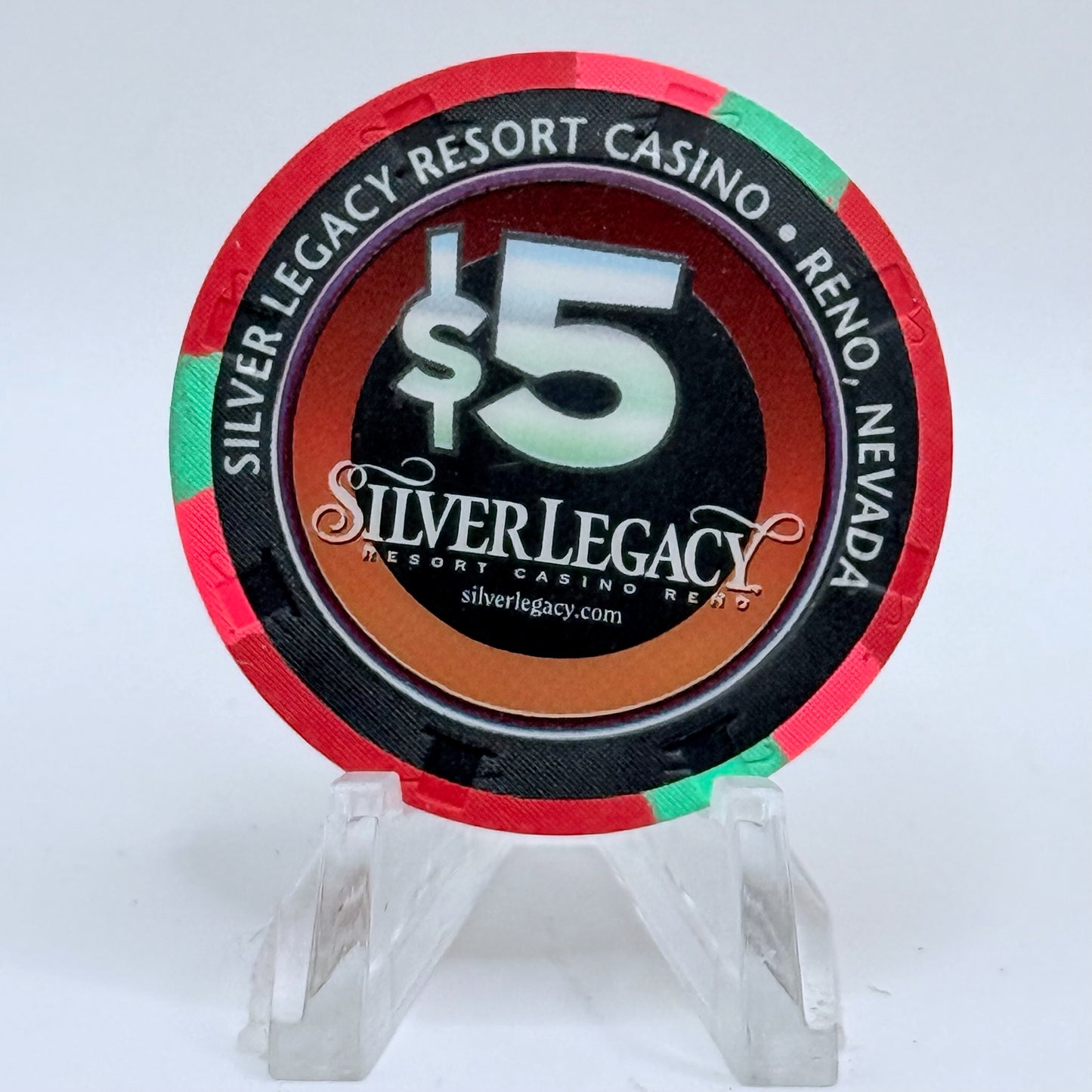 Silver Legacy Reno Nevada 2001 'Hot August Nights' LE $5 Casino Chip V9770