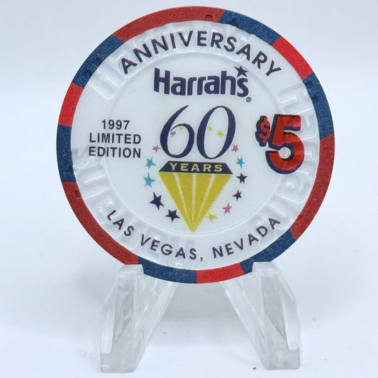 Harrah's Las Vegas Nevada 1997 'Anniversary 60 Years' LE $5 Casino Chip N9869