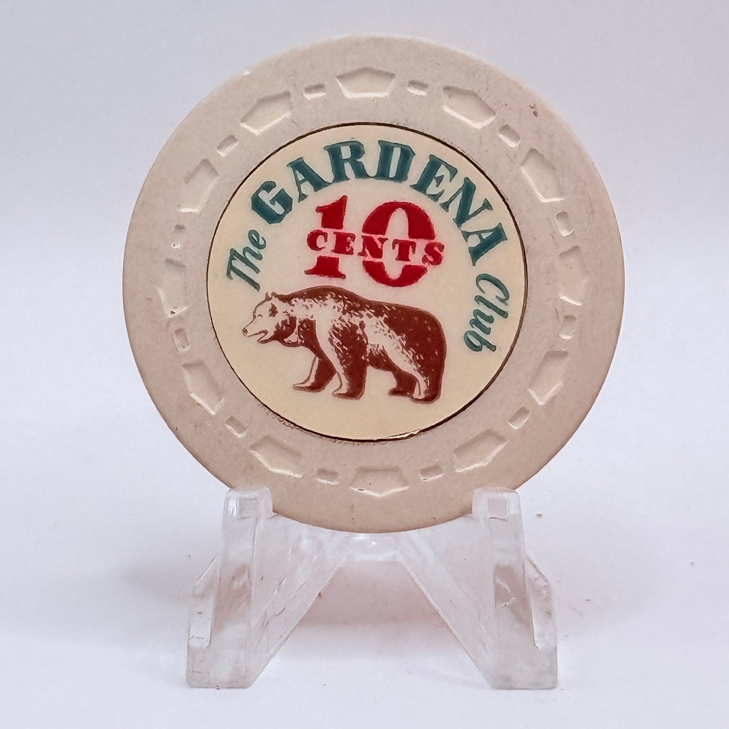 The Gardena Club Gardena California $0.10 Casino Chip