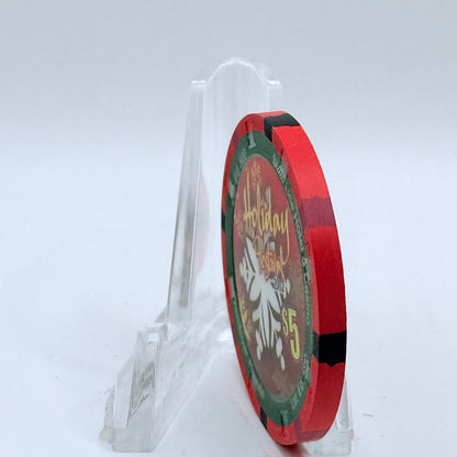 State Line Casino Wendover Nevada 2002 'Happy Holidays' LE $5 Casino Chip E2649