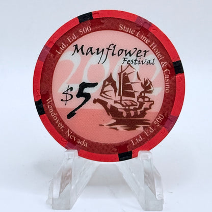 State Line Casino Wendover Nevada 2002 'Mayflower Festival' LE $5 Casino Chip E2650