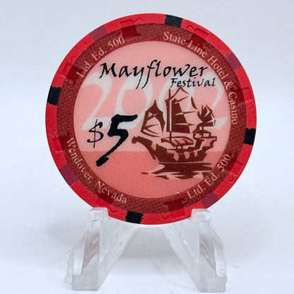 State Line Casino Wendover Nevada 2002 'Mayflower Festival' LE $5 Casino Chip E2650