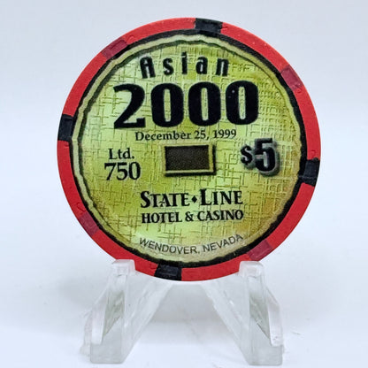 State Line Casino Wendover Nevada 2000 LE $5 Casino Chip V5661