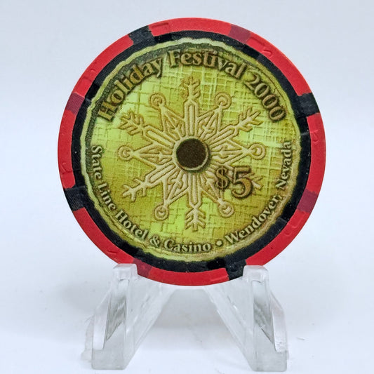 State Line Casino Wendover Nevada 2000 'Holiday Festival' LE $5 Casino Chip V7318