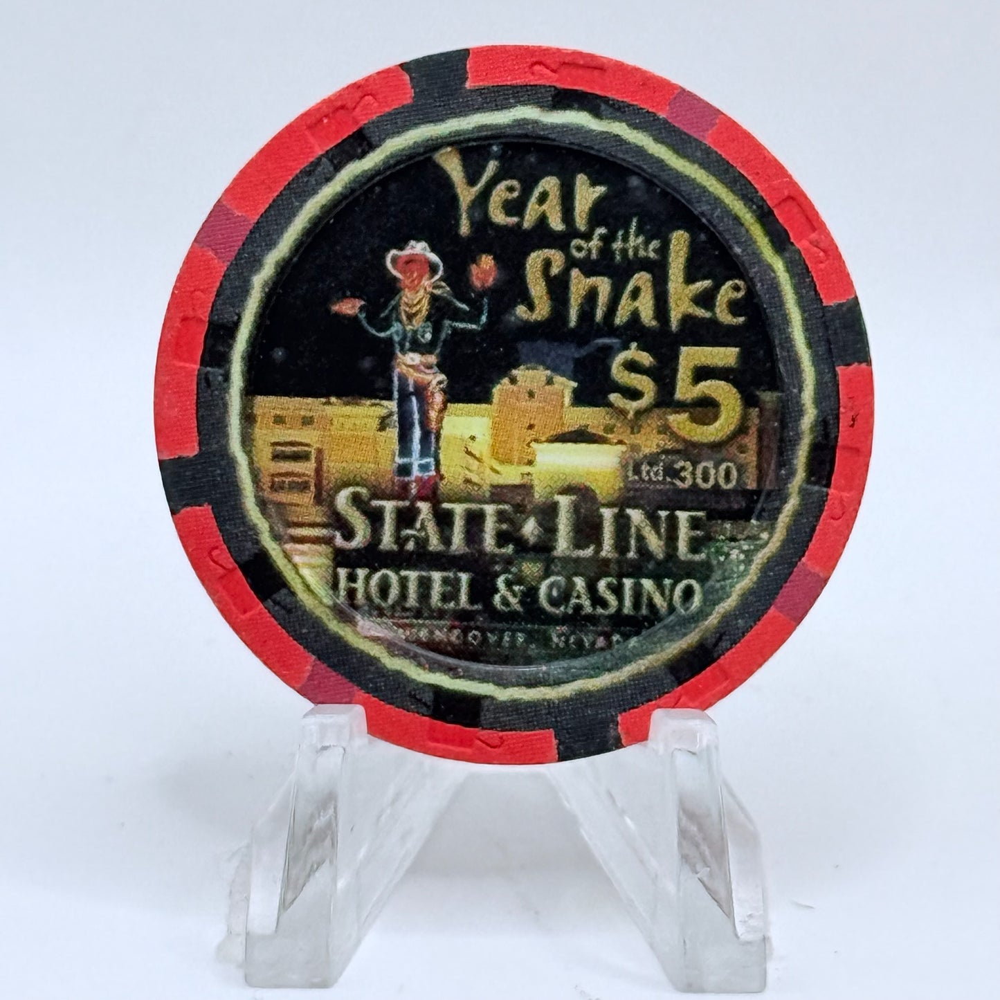 State Line Casino Wendover Nevada 2001 'Year of the Snake' LE $5 Casino Chip V6699