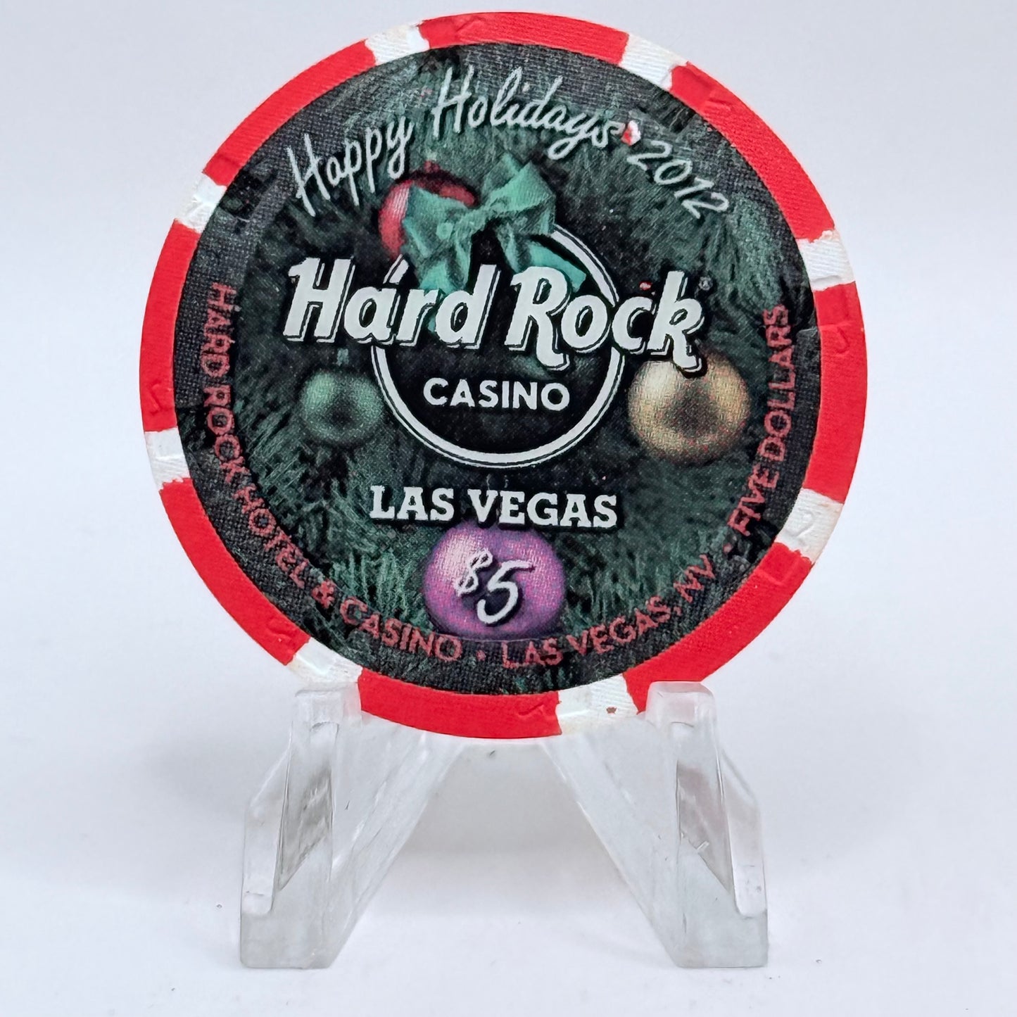 Hard Rock - Las Vegas Las Vegas Nevada 2012 'Happy Holidays' LE $5 Casino Chip D0879