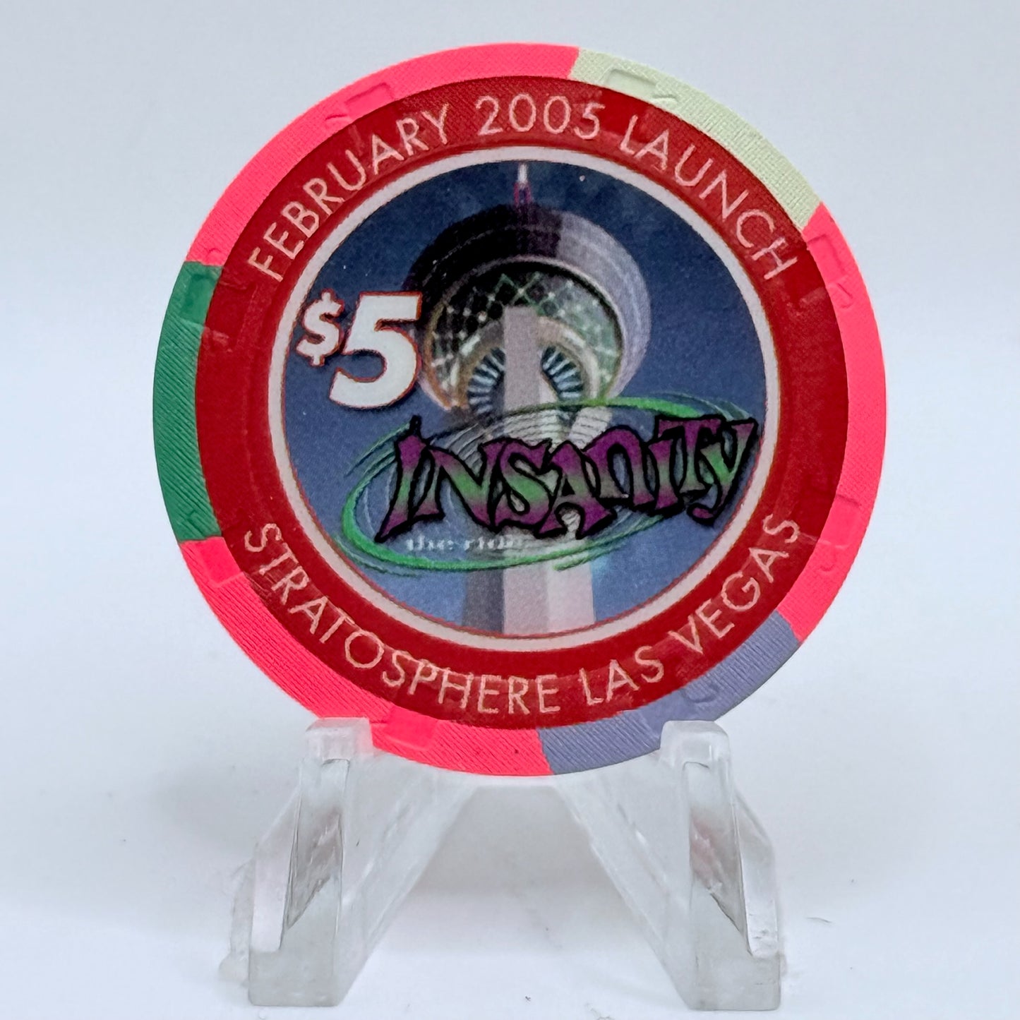 Stratosphere Las Vegas Nevada 2005 'Insanity' LE $5 Casino Chip E4458