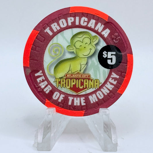 Tropicana Atlantic City New Jersey 2004 'Year Of The Monkey' LE $5 Casino Chip