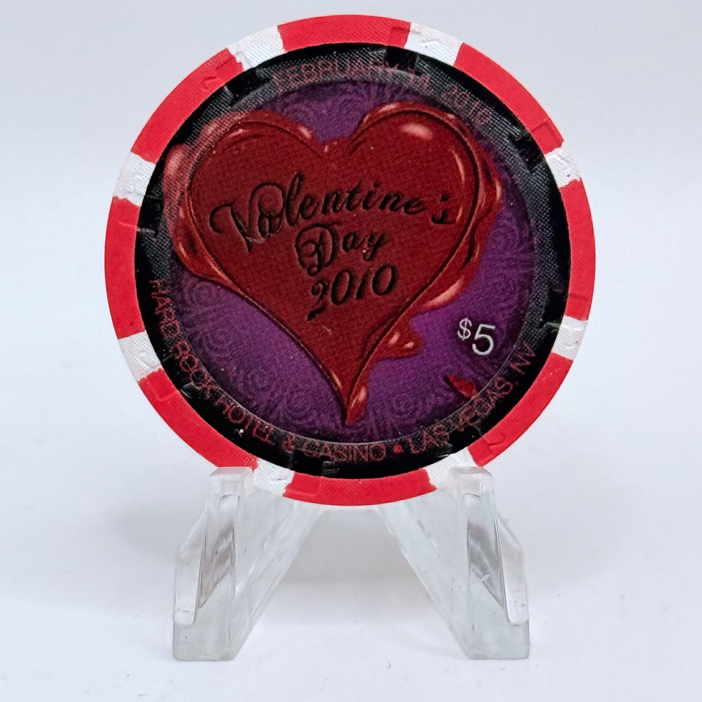 Hard Rock - Las Vegas Las Vegas Nevada 2010 'Valentine's Day' LE $5 Casino Chip E9467