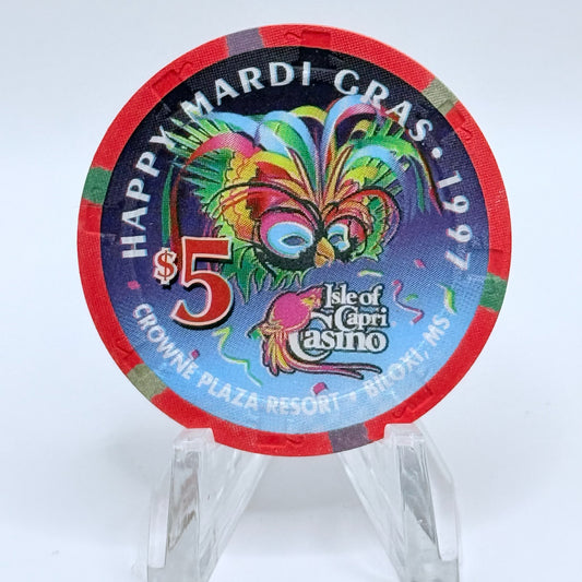 Isle of Capri (Riverboat) Biloxi Mississippi 1997 'Mardi Gras' LE $5 Casino Chip