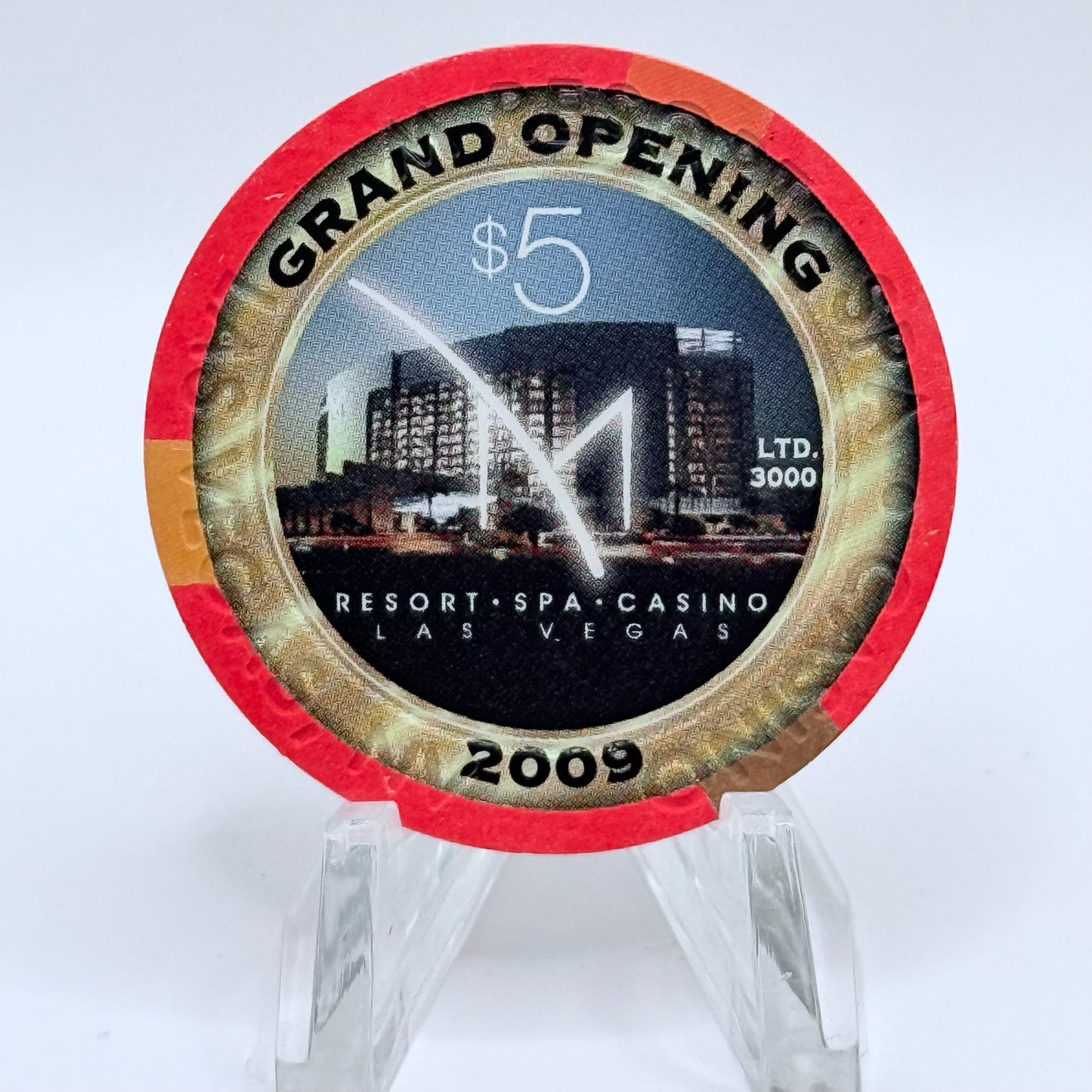M Resort Spa Casino Las Vegas Nevada 2009 'Grnd Opening' LE $5 Casino Chip E8735
