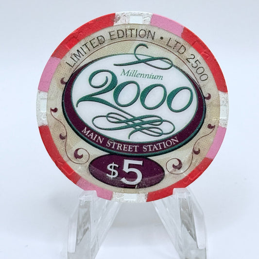 Main Street Station Las Vegas Nevada 1999 'Millennium' LE $5 Casino Chip V4784