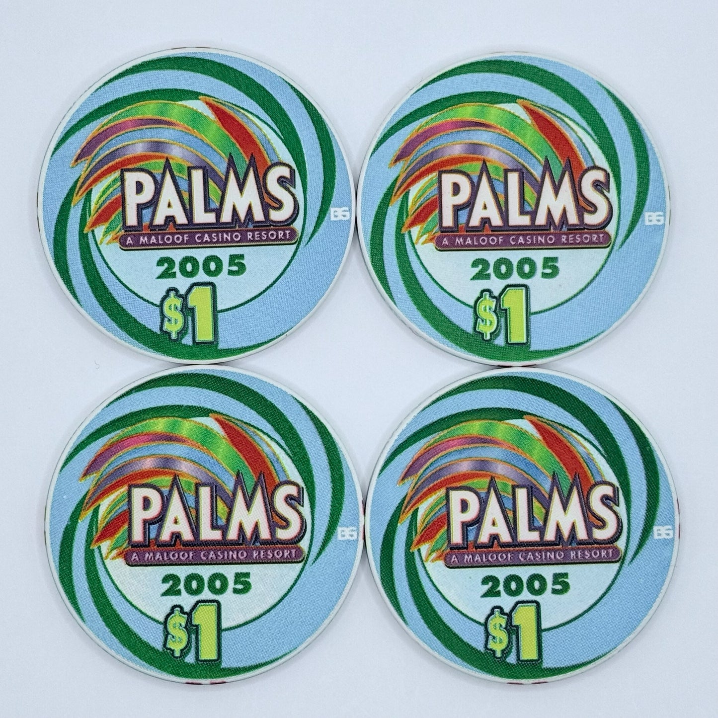 Palms Casino Resort Las Vegas Nevada 2005 'Set of 4 - Ace, King, Queen, & Jack' Series 6 $1 Casino Chip