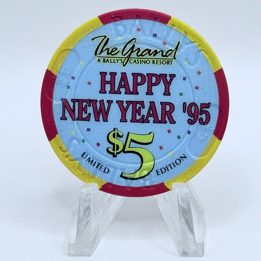 Bally's Grand Atlantic City New Jersey 1995 'Happy New Year' LE $5 Casino Chip