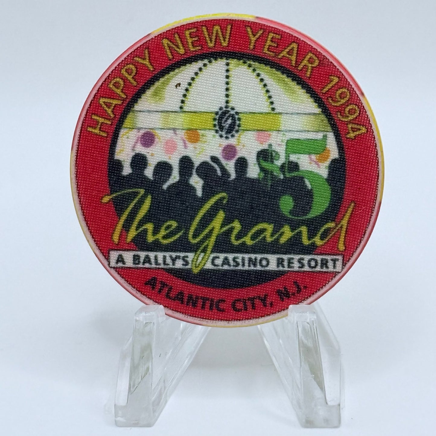 Bally's Grand Atlantic City New Jersey 1994 'Happy New Year' LE $5 Casino Chip