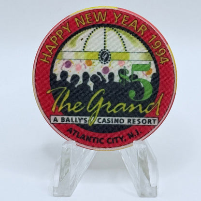 Bally's Grand Atlantic City New Jersey 1994 'Happy New Year' LE $5 Casino Chip