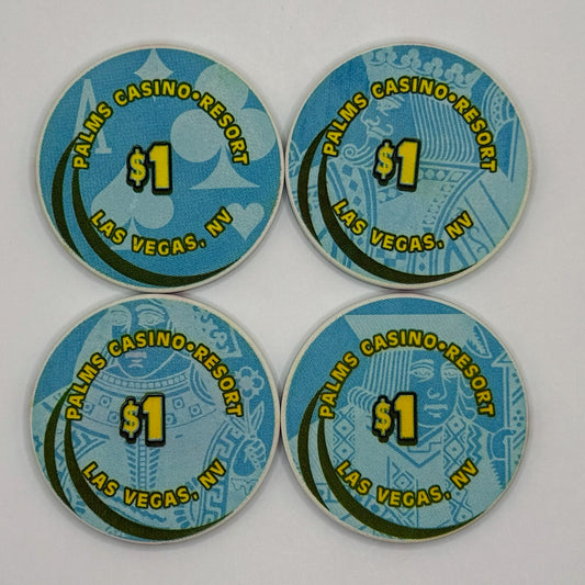 Palms Casino Resort Las Vegas Nevada 2003 'Set of 4 - Ace, King, Queen, & Jack' Series 4 $1 Casino Chip E1901