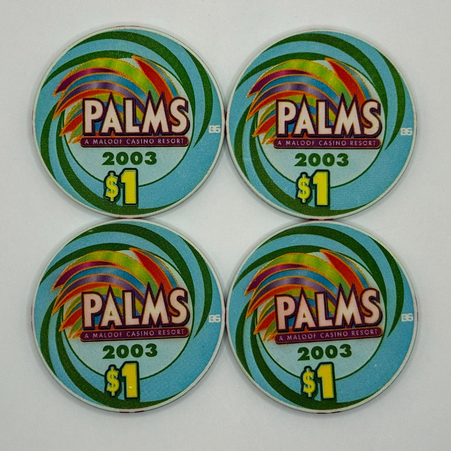 Palms Casino Resort Las Vegas Nevada 2003 'Set of 4 - Ace, King, Queen, & Jack' Series 4 $1 Casino Chip E1901