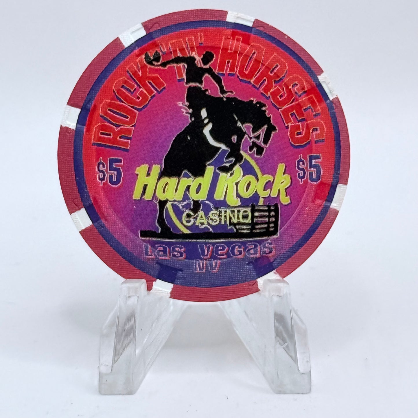 Hard Rock - Las Vegas Las Vegas Nevada 2002 'Steer Wrestling' Series 3 LE $5 Casino Chip E0780