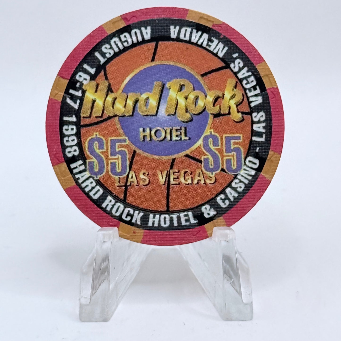 Hard Rock - Las Vegas Las Vegas Nevada 1998 'Hoops In Vegas' LE $5 Casino Chip V2666