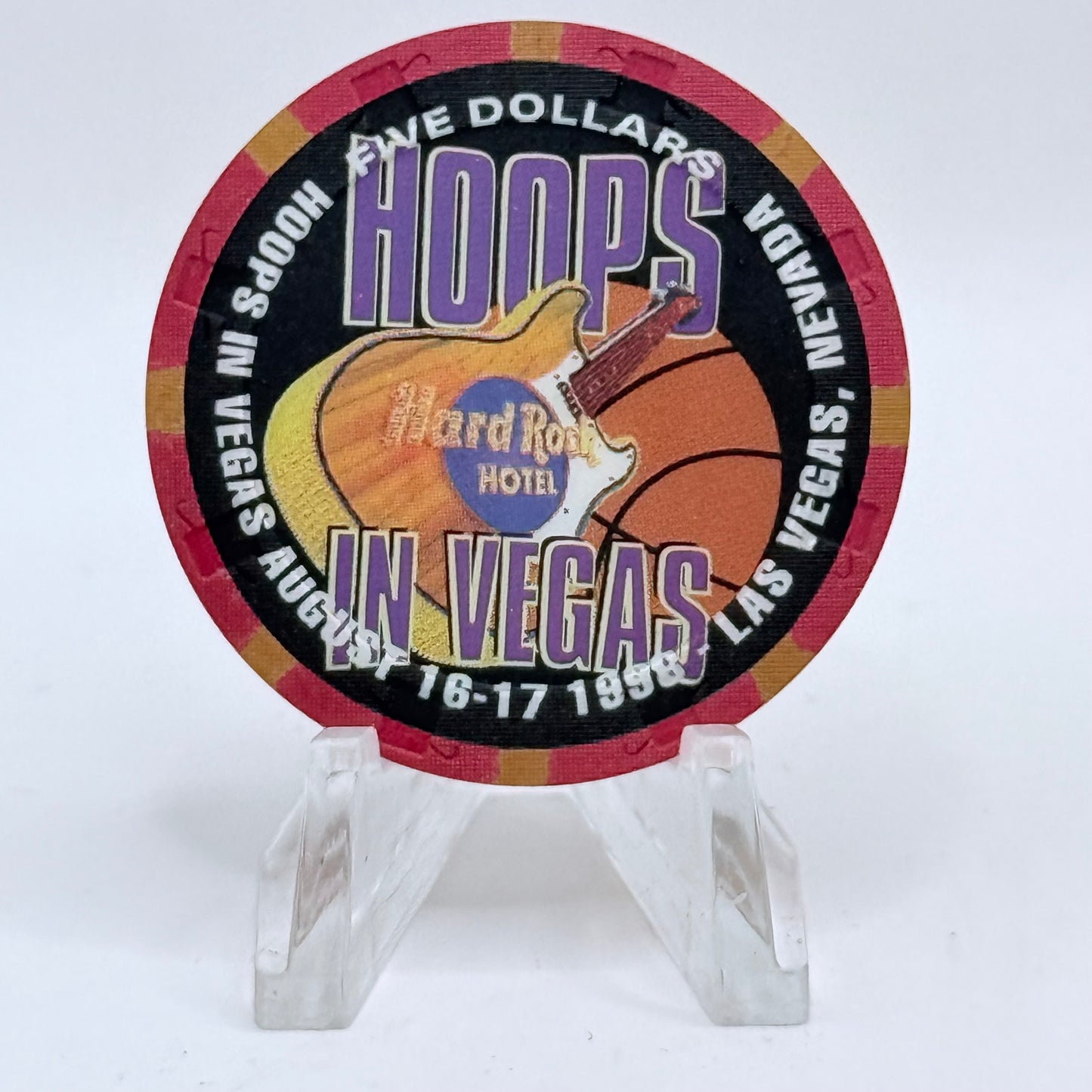 Hard Rock - Las Vegas Las Vegas Nevada 1998 'Hoops In Vegas' LE $5 Casino Chip V2666