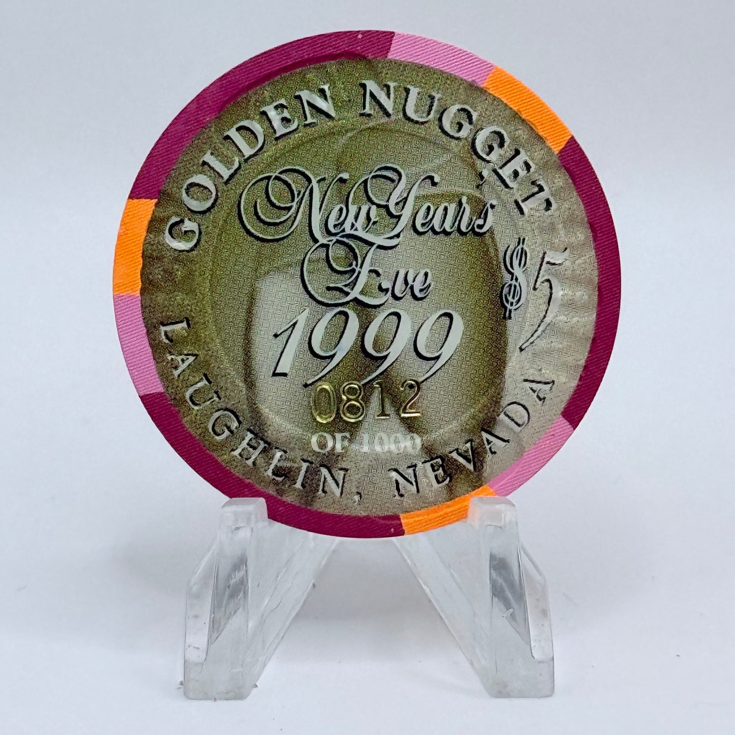 Golden Nugget Laughlin Nevada 1999 'New Year's Eve' LE $5 Casino Chip V4383