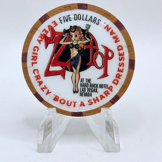 Hard Rock - Las Vegas Las Vegas Nevada 1997 'Zz Top' LE $5 Casino Chip N8493