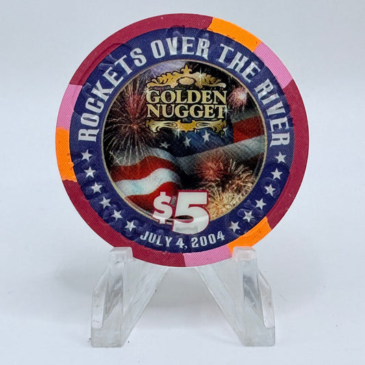 Golden Nugget Laughlin Nevada 2004 'Rockets Over The River' LE $5 Casino Chip E3540