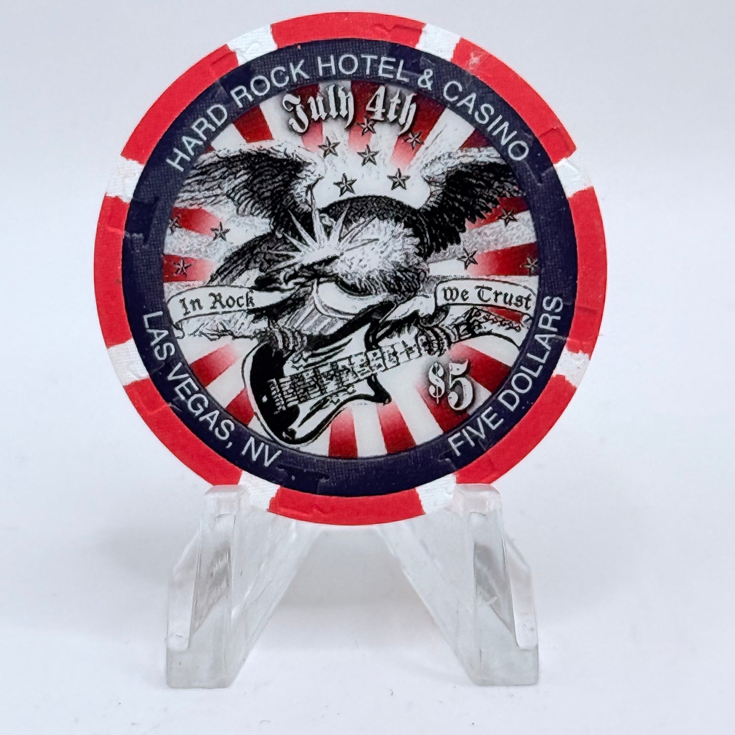 Hard Rock - Las Vegas Las Vegas Nevada 2008 'Independence Day' LE $5 Casino Chip E7443