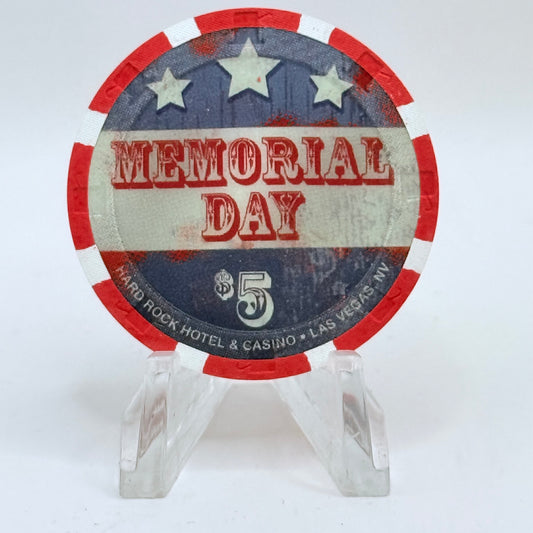 Hard Rock - Las Vegas Las Vegas Nevada 2008 'Memorial Day' LE $5 Casino Chip E7442