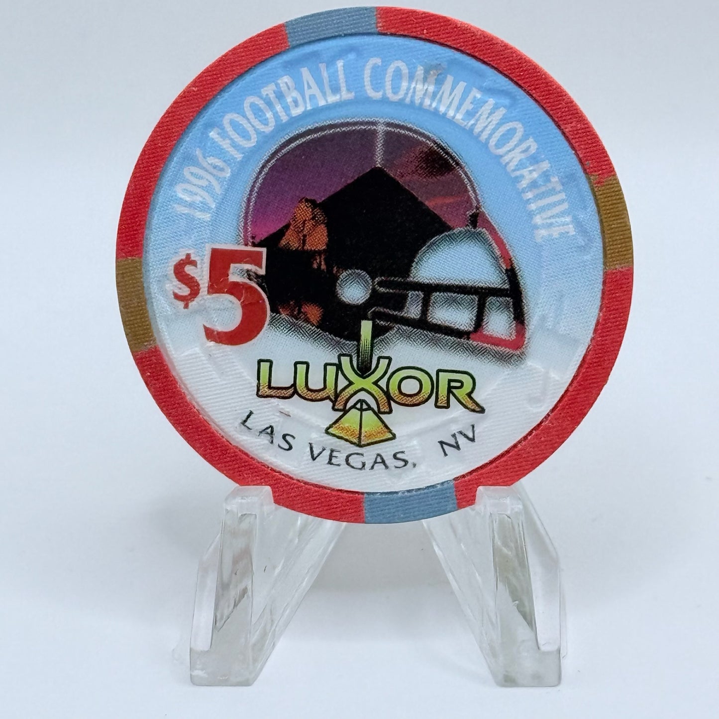 Luxor Las Vegas Nevada 1996 'Football Commemorative' LE $5 Casino Chip N1153