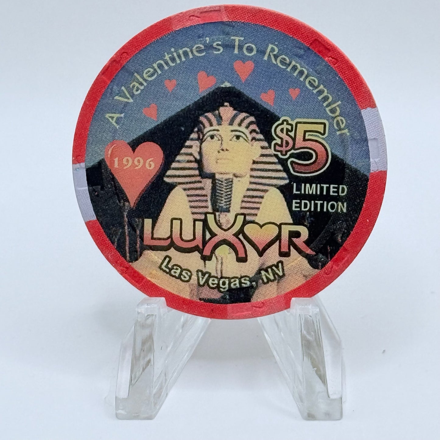 Luxor Las Vegas Nevada 1996 'Valentines Day' LE $5 Casino Chip N7919