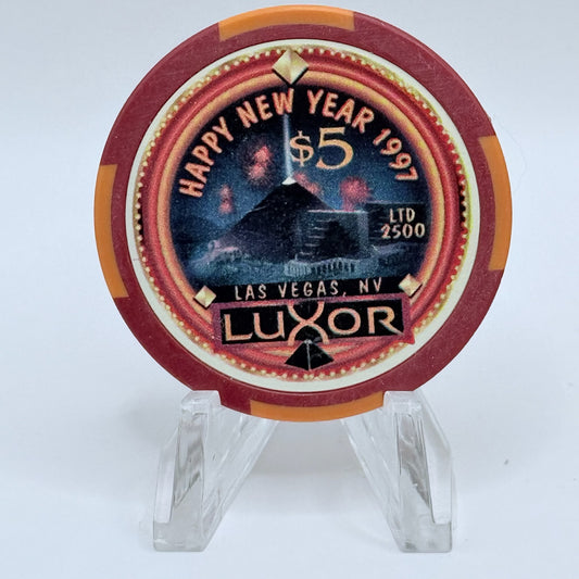 Luxor Las Vegas Nevada 1997 'Happy New Year' LE $5 Casino Chip N8718