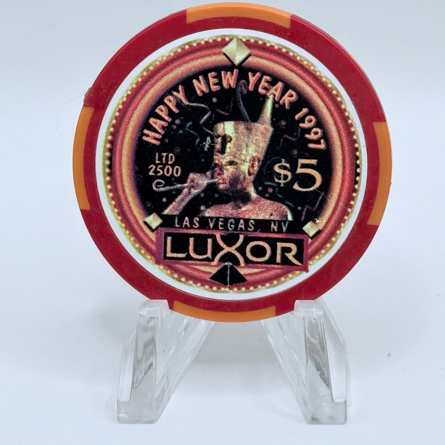 Luxor Las Vegas Nevada 1997 'Happy New Year' LE $5 Casino Chip N8718
