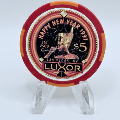 Luxor Las Vegas Nevada 1997 'Happy New Year' LE $5 Casino Chip N8718