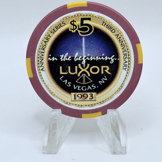 Luxor Las Vegas Nevada 1996 'Third Anniversary' LE $5 Casino Chip N8716