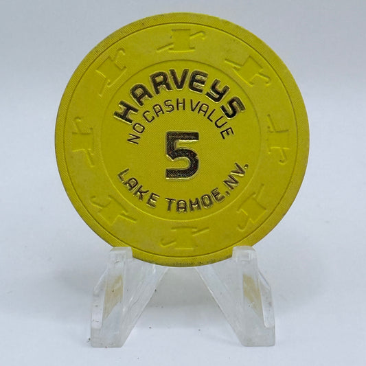 Harvey's (Wagon Wheel) Lake Tahoe Nevada 1980s $5 NCV Casino Chip V2755
