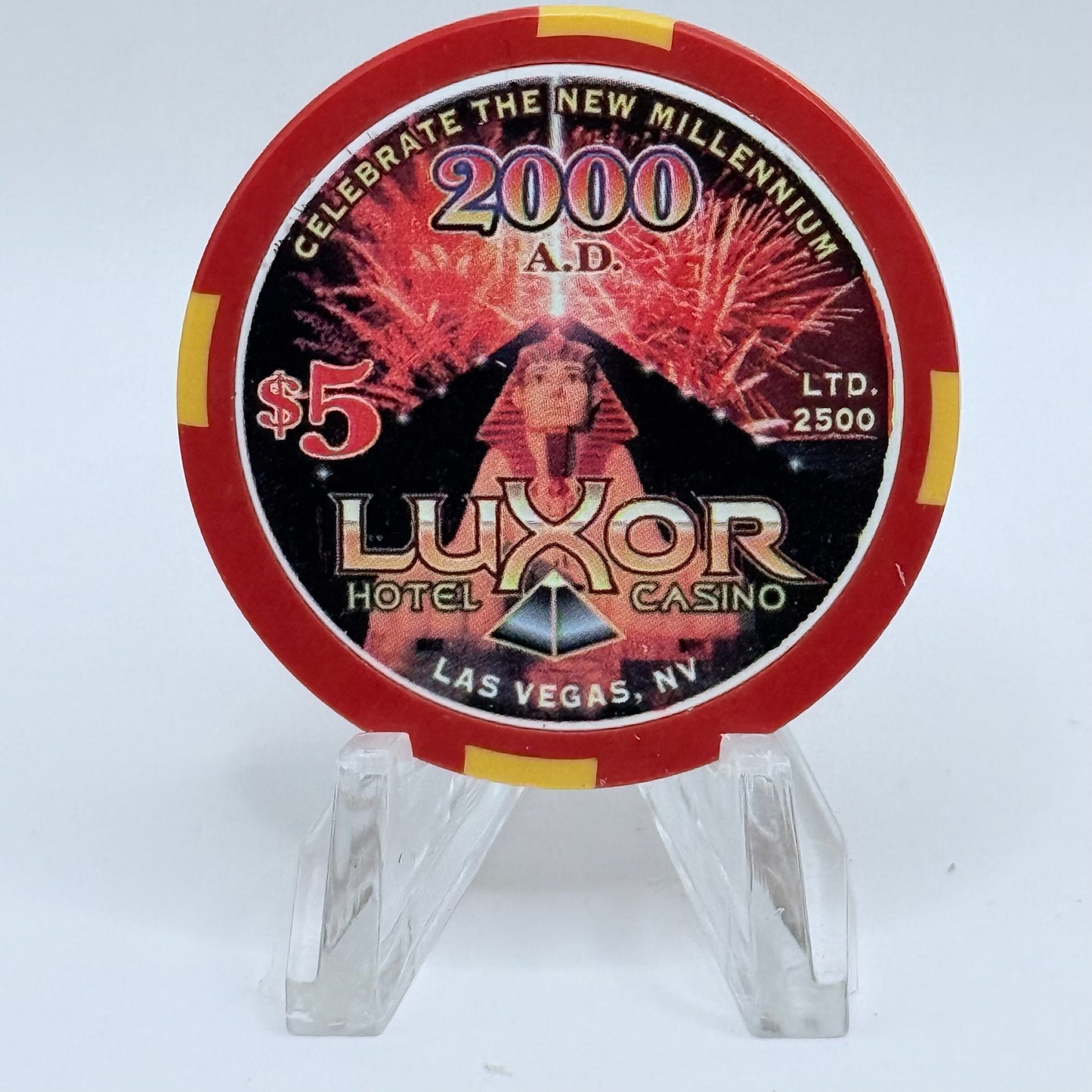 Luxor Las Vegas Nevada 1999 'Celebrate the New Millennium' LE $5 Casino Chip V4773