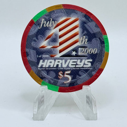 Harvey's (Wagon Wheel) Lake Tahoe Nevada 2000 'Fourth of July' LE $5 Casino Chip V7378