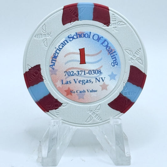 American School of Dealing Las Vegas Nevada 2008 'Grand Opening' $1 NCV Casino Chip D0476