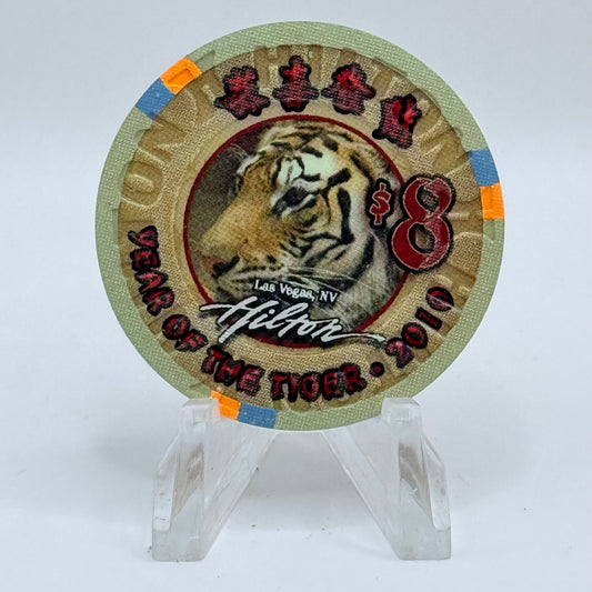 Las Vegas Hilton Las Vegas Nevada 2010 'Year Of The Tiger' LE $8 Casino Chip E9528