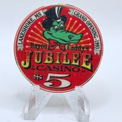 Bayou Caddy's Jubilee Casino 1993 'Grand Opening' LE $5 Casino Chip