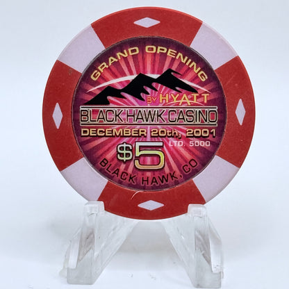 Black Hawk Casino by Hyatt Black Hawk Colorado 2001 'Grand Opening' LE $5 Casino Chip