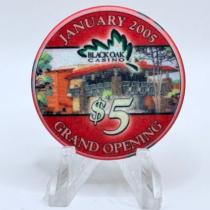 Black Oak Casino & Resort Tuolumne California 2005 'Grand Opening' LE $5 Casino Chip
